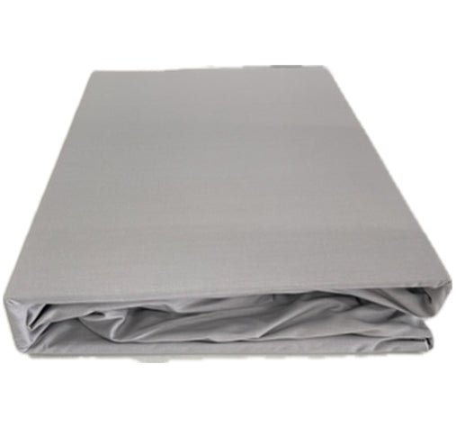 250 thread count cotton and polyester blend fitted sheet with pillowcase in single, double, queen and king in grey