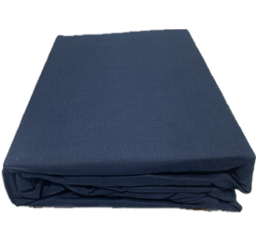 250 thread count cotton and polyester blend fitted sheet with pillowcase in single, double, queen and king in navy