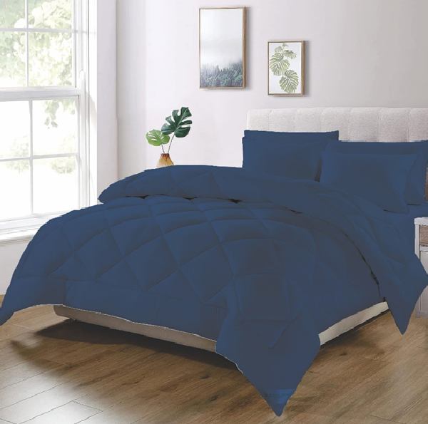 5 Piece Comforter Set with pillowcases in Blue for Double, King and Queen
