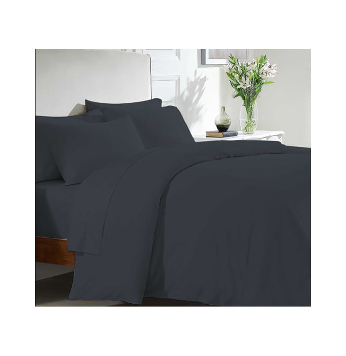 Revive Living Vintage Washed 100% Cotton Sheet Set with fitted sheet, flat sheet and pillowcases for Double, Queen, Mega Queen, King, Mega King in Charcoal Gray