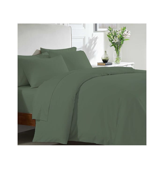 Revive Living Vintage Washed 100% Cotton Sheet Set with fitted sheet, flat sheet and pillowcases for Double, Queen, Mega Queen, King, Mega King in Green