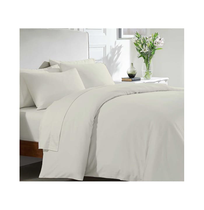 Vintage washed 100% Cotton sheet set with fitted sheet, flat sheet and pillowcases in linen for king, queen, double, mega queen and mega king