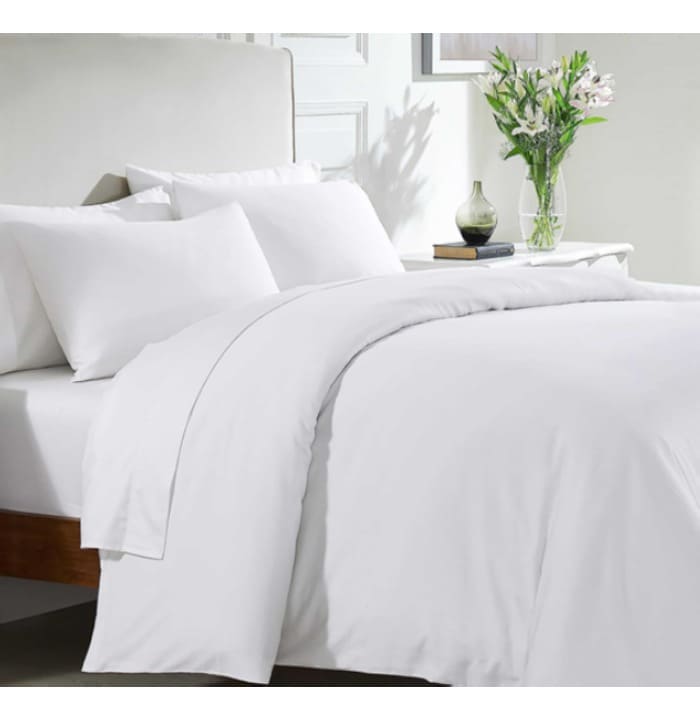 Vintage washed 100% Cotton sheet set with fitted sheet, flat sheet and pillowcases in white for king, queen, double, mega queen and mega king