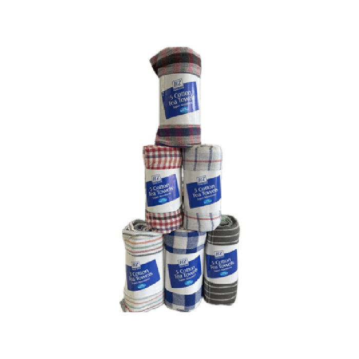 Assorted Cotton Tea Towels - 5 Pack